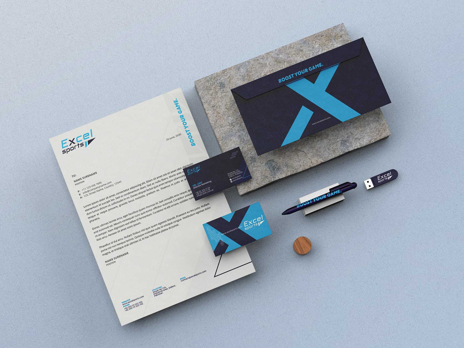 Excel Sports Branding & Stationery Design